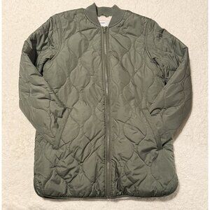 Old Navy Women's Diamond-Quilted Olive Green Zip-up Jacket M Read Desc!!!